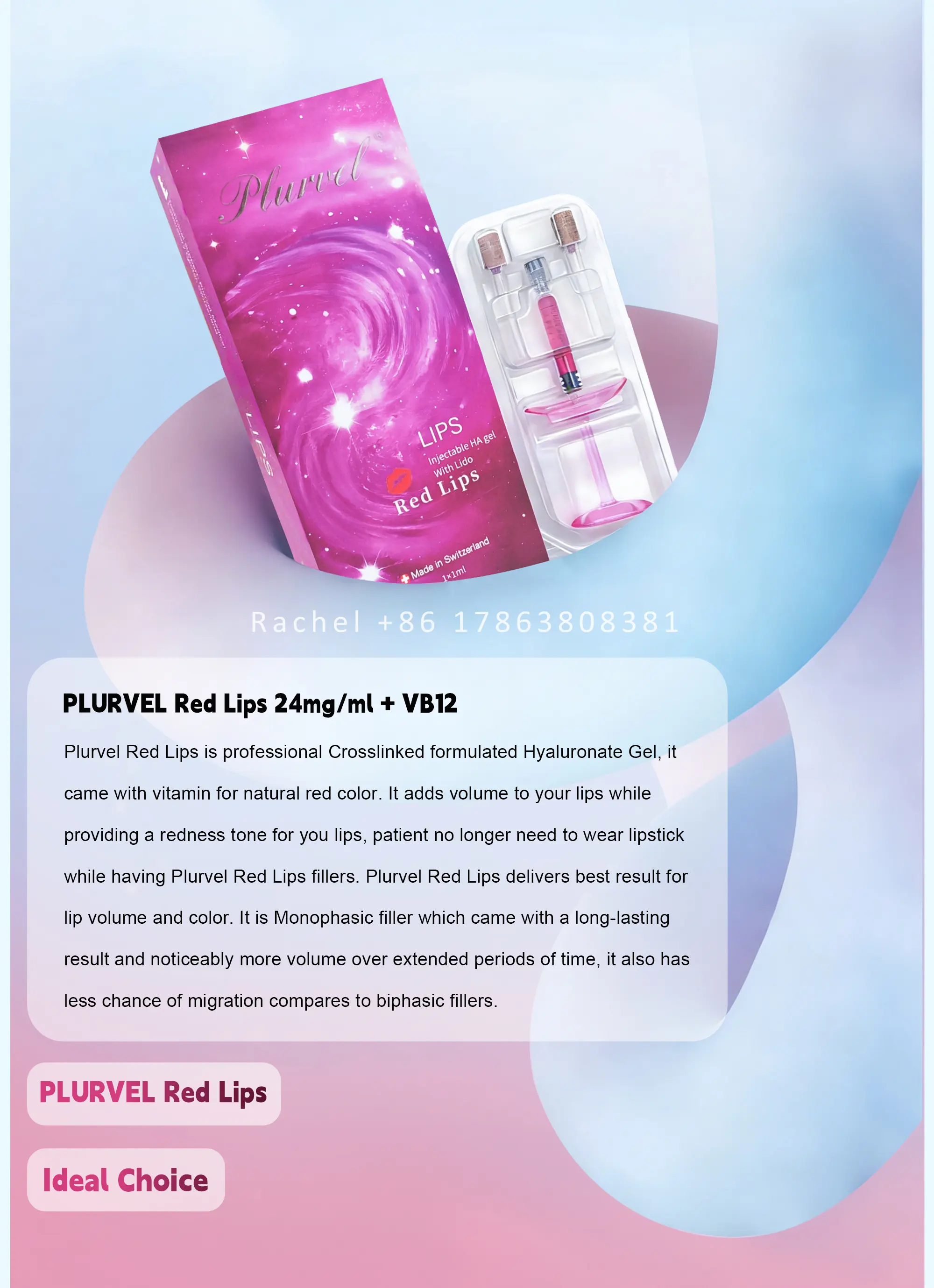 Crosslinked Hyaluronic Acid Red Lip Injection for Lip Enlargem… — Monophase HA / Red Lips product image 3